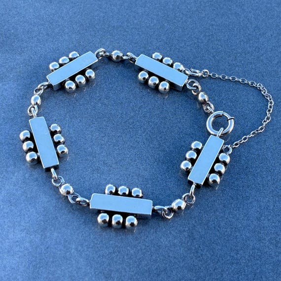 Vintage Modern Sterling Rectangular Link Bracelet… - image 9