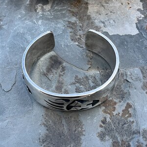 Mitchell Sockyma Vintage Hopi Sterling Silver Overlay Bear Paw Cuff Bracelet image 8