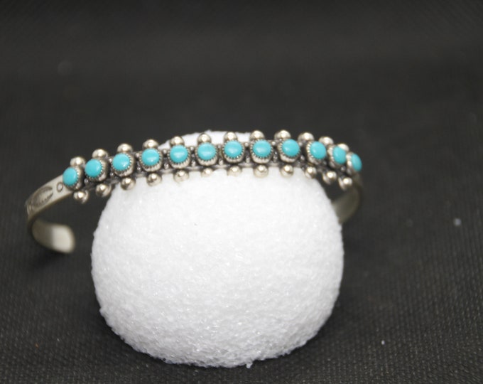 Old Pawn Native American Zuni Sterling Silver Bracelet Cuff With One ...