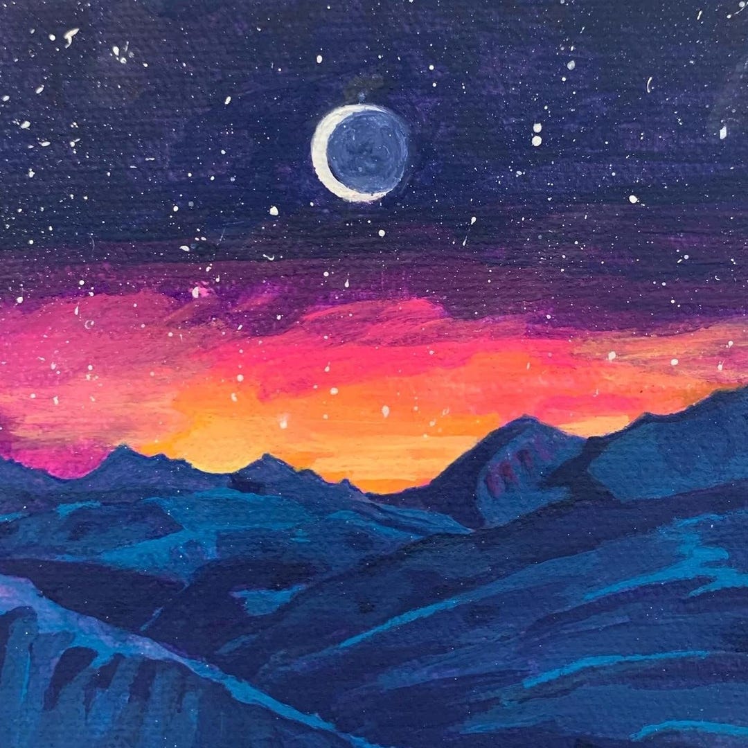 Original Acrylic Mountainscape Painting: Trippy Abstract Wall Art - Etsy