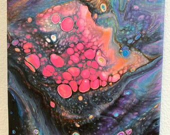FluidArt, Original Painting, Abstract, Fluid Art, Acrylic Pour, Blacklight, Wall Decor, Psychedelic