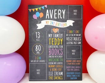 Kids Birthday Chalkboard, Birthday Board, Birthday Party Decoration, Birthday Poster, Photo Party Prop, 1st, 2nd, 3rd, 4th, 5th Birthday art