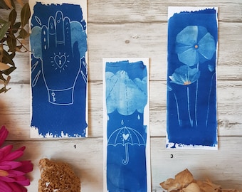 Marque-pages cyanotypes 5x15cm