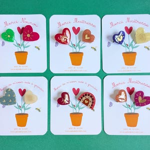 Duo Hearts brooches for teachers, nanny, and teachers, hand-painted.