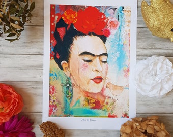 Print affiche reproduction inspiration Frida Kahlo A4