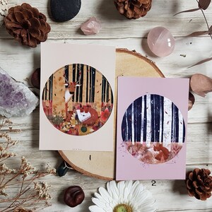 Cartes postales Forêt renard automne format A6