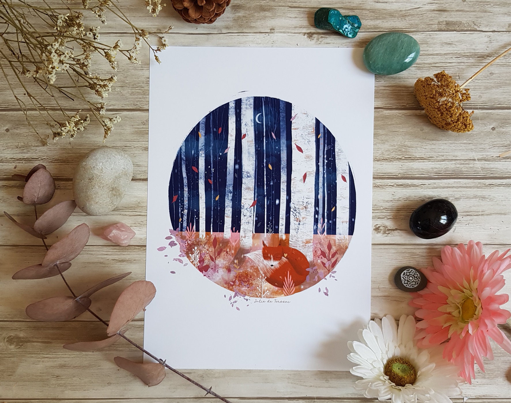 Print Reproduction Renard Forêt A4 et A5