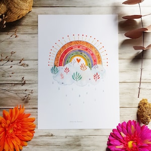Impresión de póster de arcoíris multicolor, A4 y A5