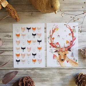 Cartes postales Renard Cerf, format A6