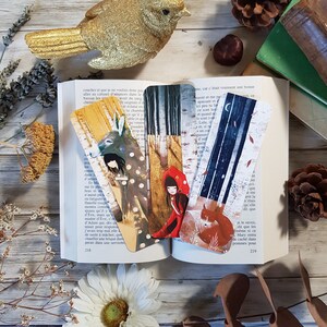 Bookmarks Tale forest décor autumn winter 5x15cm