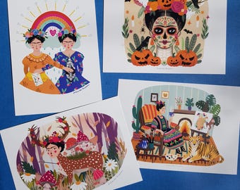 Pocztówki inspirowane Fridą Kahlo, format A6