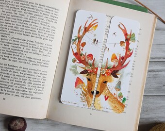 Lot de 2 marque-pages Cerf 5x15cm