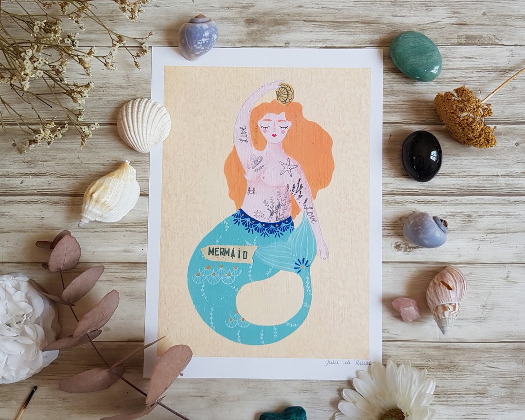 Print Reproduction Mermaid A4 and A5 - Etsy