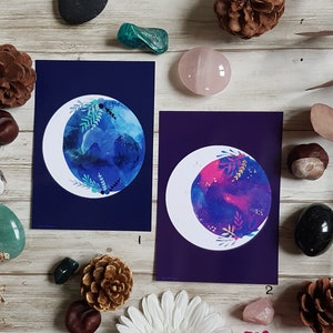 Cartes postales Lune aquarelle format A6