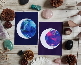 Cartes postales Lune aquarelle format A6