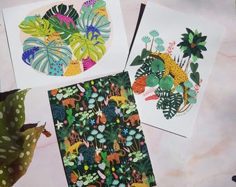 Carte postale Jungle Tigres A6