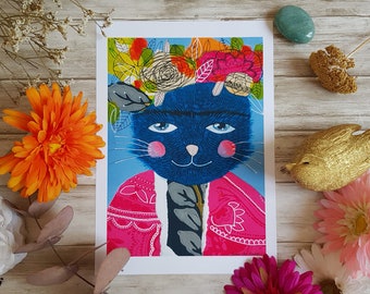 Print reproduction Frida Cat A4 et A5