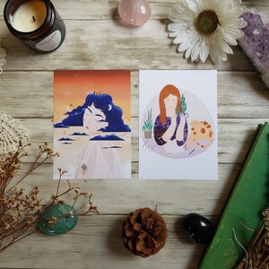 Cartes postales Femme Nuages Ciel chat thé format A6