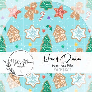 Kerstkoekje peperkoek naadloze patroon 300 DPI PNG Instant Download digitale papers Vinyl stof