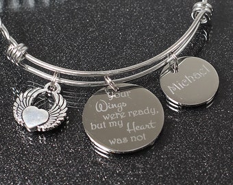 Bereavement Gift, dad memorial bracelet, custom engraved mom memorial jewelry, husband sympathy bracelet, son remembrance gift