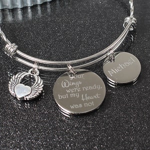 Bereavement Gift, dad memorial bracelet, custom engraved mom memorial jewelry, husband sympathy bracelet, son remembrance gift