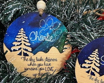 Pet Memorial Ornament with name, dog sympathy gift, personalized cat bereavement ornament, custom pet loss gift, paw print Christmas