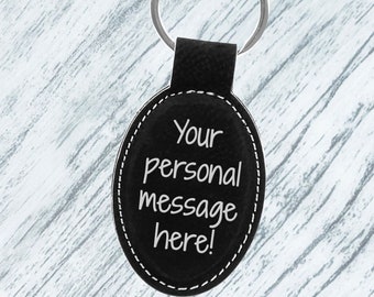 Personalized Keychain, custom message gift, personalized key chain for women, custom engraved vegan leather keychain gift for men