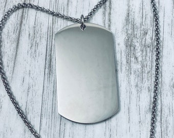 Personalized Dog Tag Necklace, military style chain, custom engraved gift for him