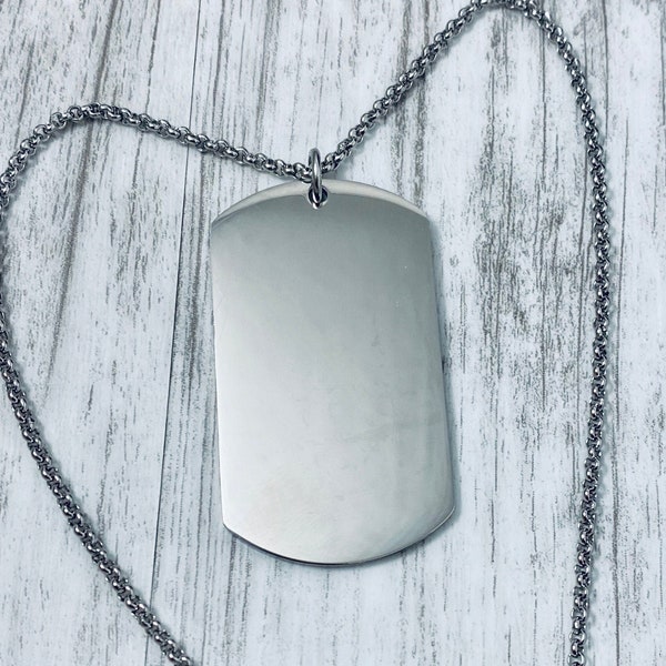 Personalized Dog Tag Necklace, military style chain, custom engraved gift, husband boyfriend dad engraved necklace, custom military dog tags