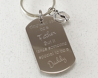 Custom Dog Tag Keychain, engraved key tag for boyfriend, personalized dad gift, key chain for daddy, custom husband keepsake someone special