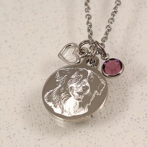 Engraved Picture Necklace, photo pendant necklace, custom portrait jewelry, engraved photo charm, photo pendant jewelry, custom pet necklace