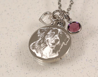 Collar con foto grabada, collar con colgante de foto, joyería con retrato personalizado, dije con foto grabada, joyería con colgante de foto, collar personalizado para mascota