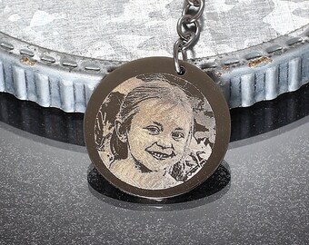 Llavero de imagen, regalo de recuerdo de foto de retrato personalizado grabado, encanto de foto de llavero de imagen personalizado, llavero personalizado