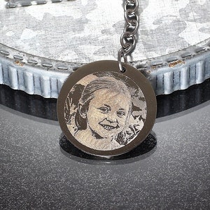 Picture Keychain, engraved custom portrait photo keepsake gift, personalized custom picture key chain photo charm, custom keychain