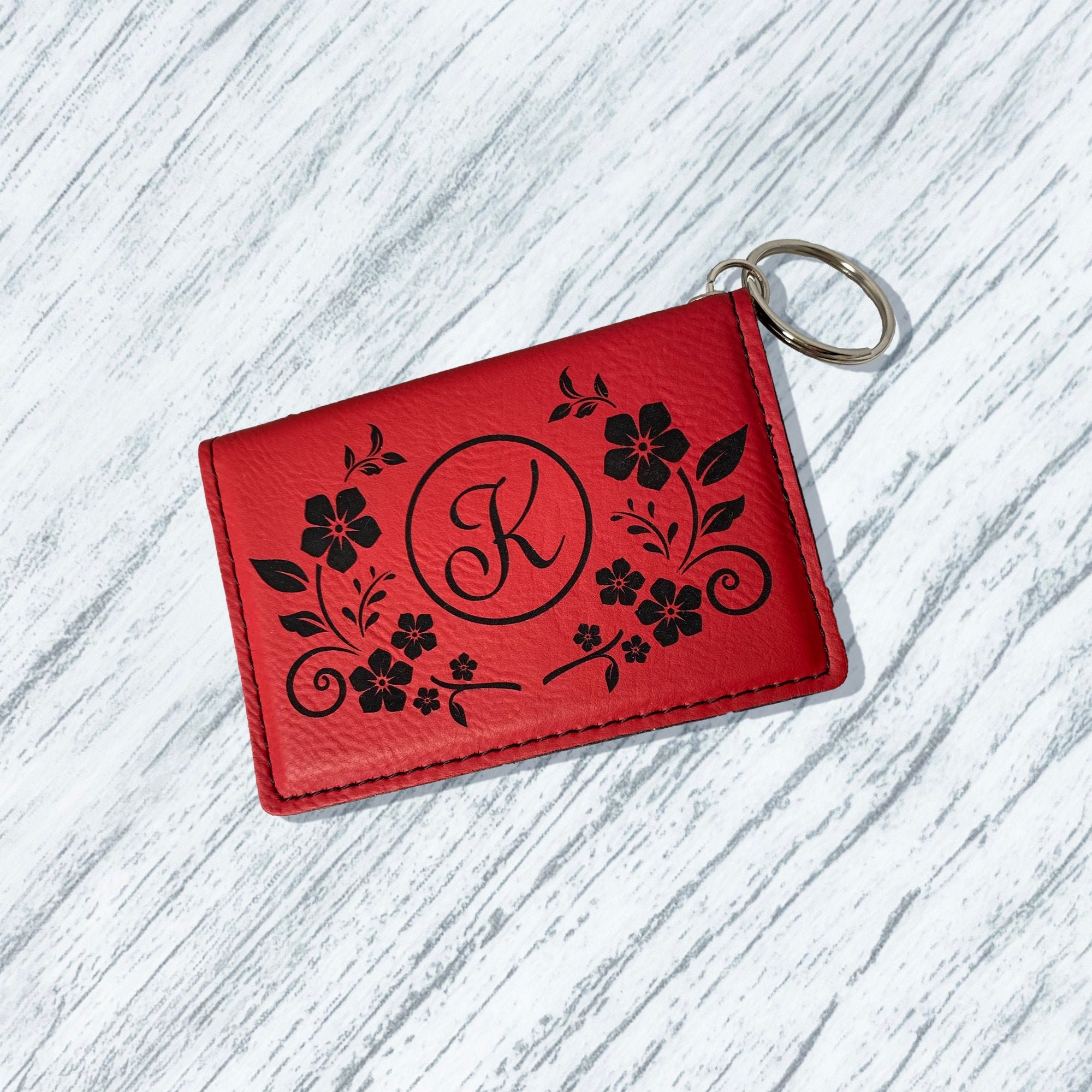 Keychain Wallet with Name monogram custom ID holder Etsy.de