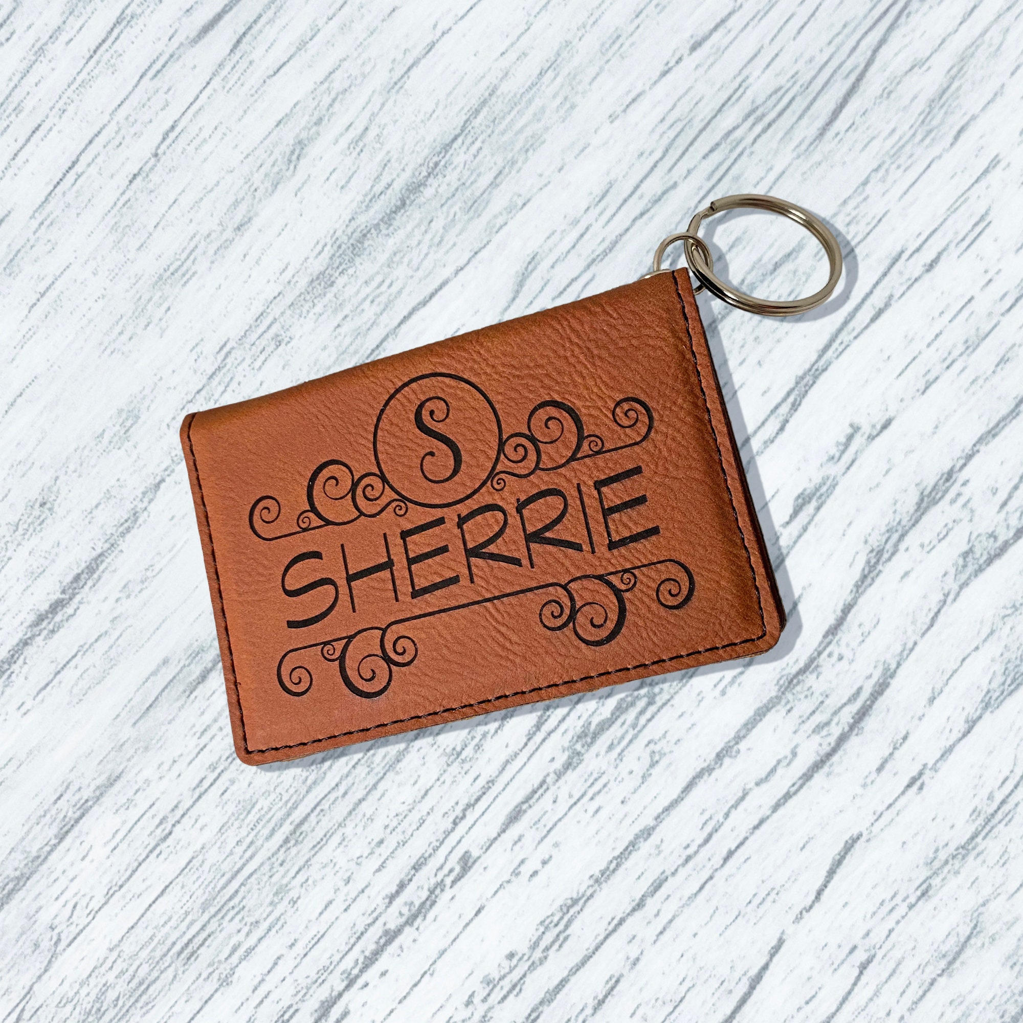 Keychain Wallet with Name monogram custom ID holder Etsy.de