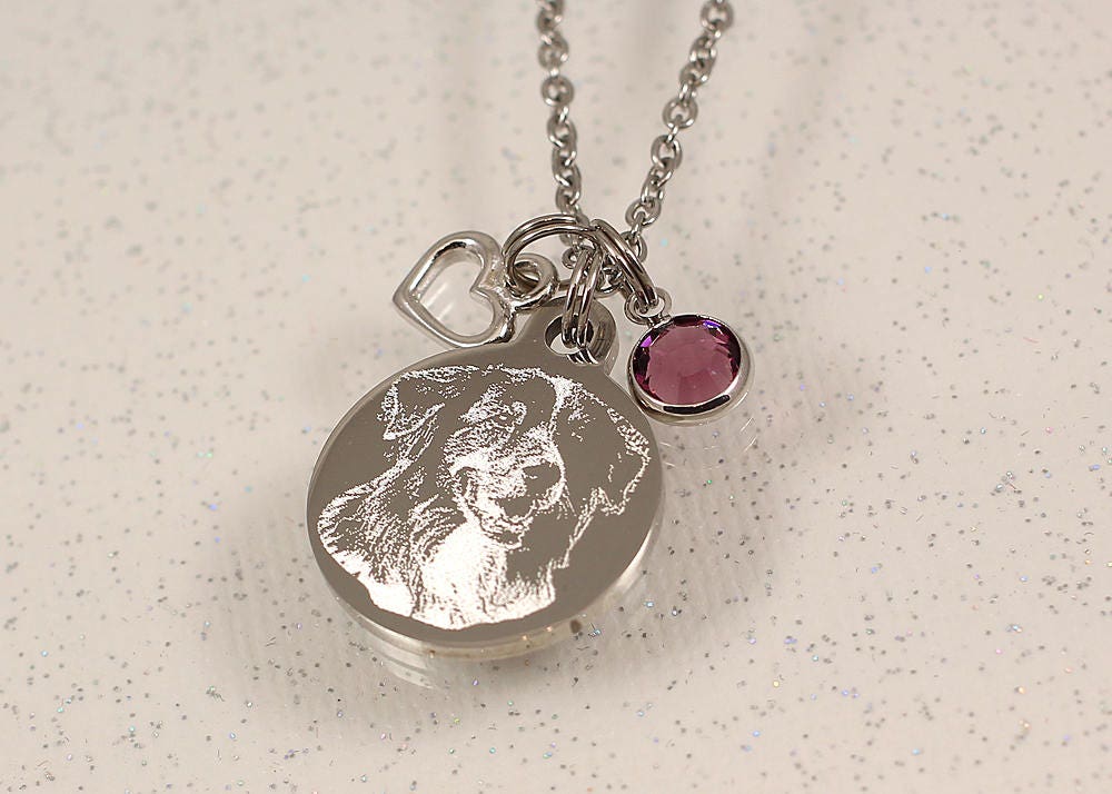 Engraved Picture Necklace Photo Pendant Necklace Custom Etsy