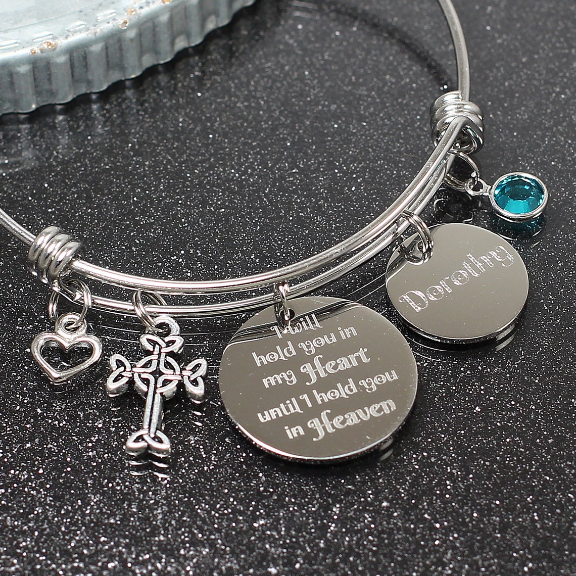 Memorial Bracelet Custom Engraved Charm Mom Bereavement Gift - Etsy
