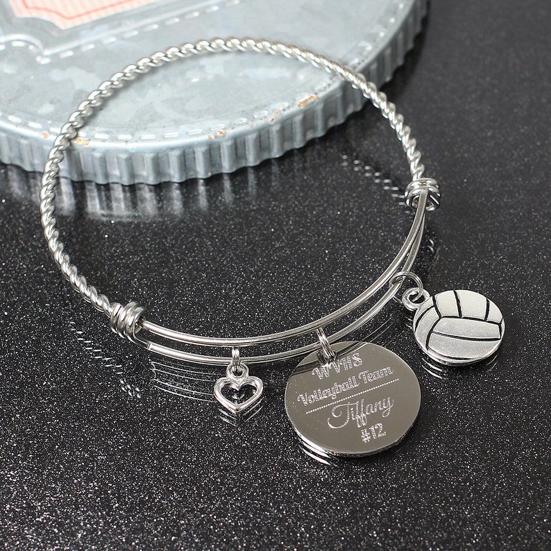 Volleyball Charm bracelet custom engraved team gift Etsy