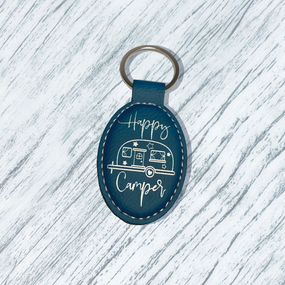 Happy Camper Keychain travel trailer gift personalized Etsy