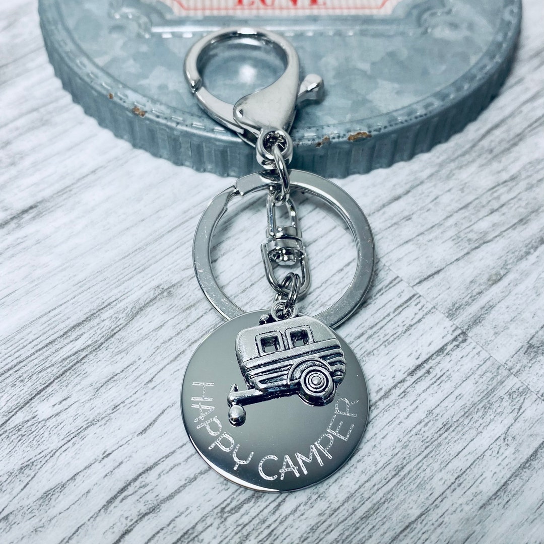 Custom Engraved Key Chain Personalized Camping Gift Happy - Etsy
