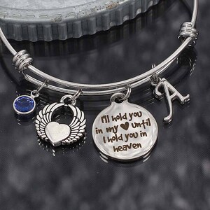 Custom Memorial Bracelet, bereavement gift, memorial jewelry, sympathy bracelet, remembrance gift, I'll hold you in my heart hold you heaven