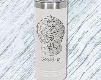 Skinny Tumbler with photo, custom engraved pet picture tumbler, personalized dog mug, pet portrait gift, 22oz insulated travel mug