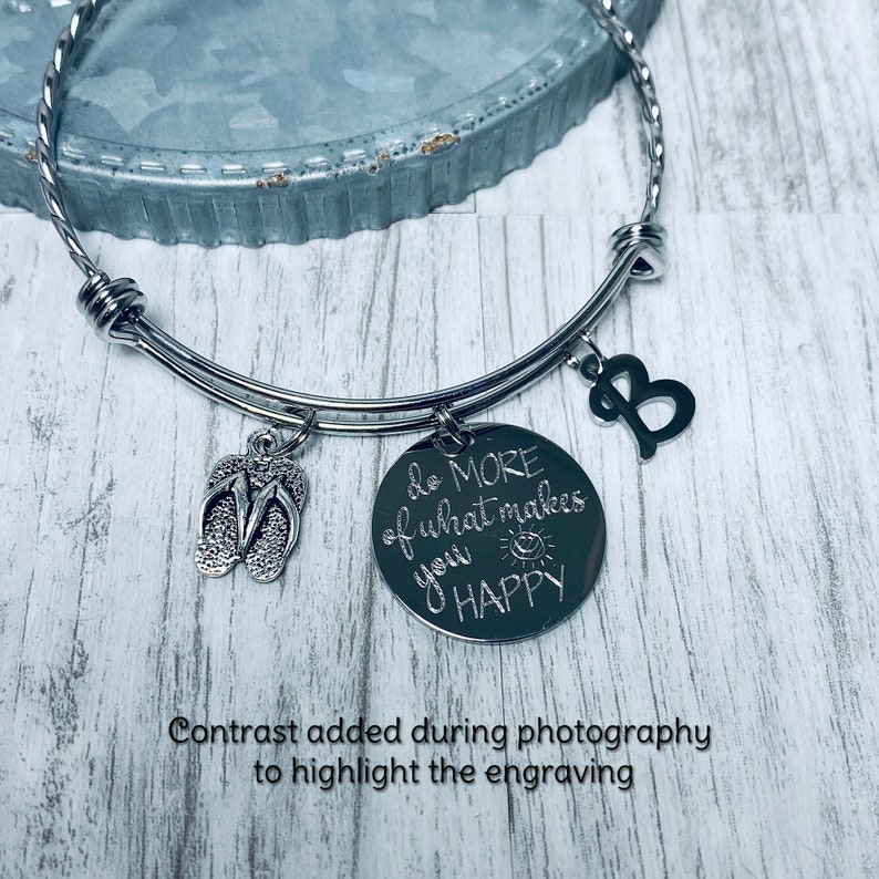 Personalized Bracelet Custom Engraved Charm W Your Message & Etsy