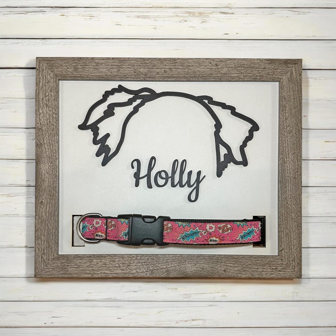 Colar Frame Custom Pet Collar Frame With Dog Ears & Name Memorial Gift, Portrait ...