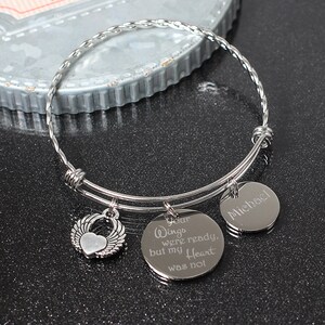 Bereavement Gift, dad memorial bracelet, custom engraved mom memorial jewelry, husband sympathy bracelet, son remembrance gift image 2