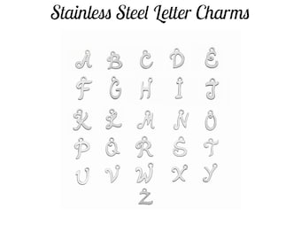 Stainless Steel Letter Charms, initial charm, alphabet pendant, DIY jewelry, letter charms for personalized jewelry making