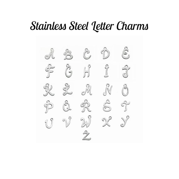 Stainless Steel Letter Charms, initial charm, alphabet pendant, DIY jewelry, letter charms for personalized jewelry making