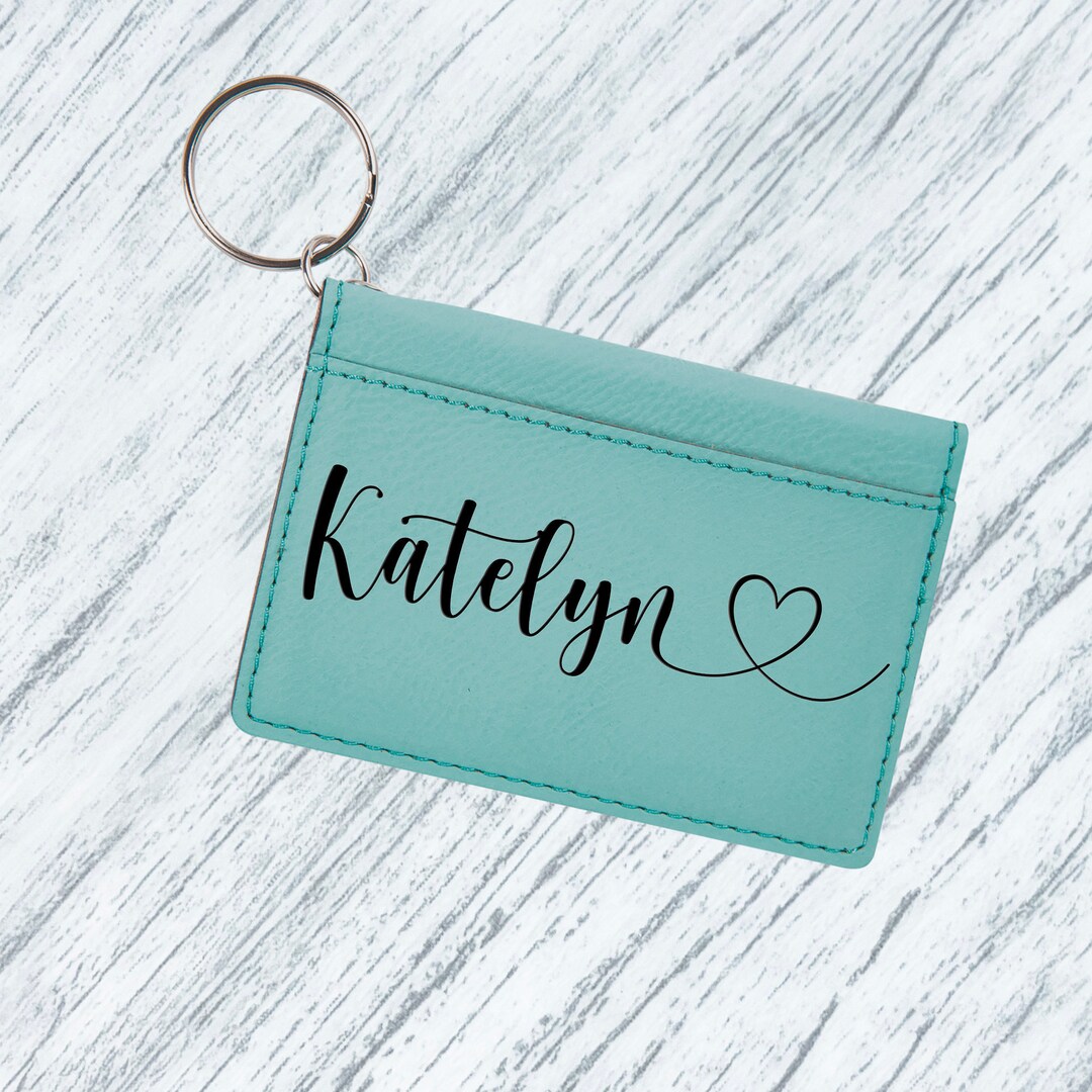 Keychain Wallet With Name, Stocking Stuffer Monogram ID Holder