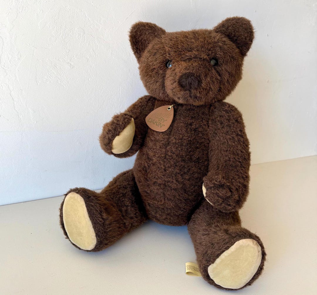 Vintage Dakin Jointed Teddy Bear: 1983 Elegante Plush, Made in USA